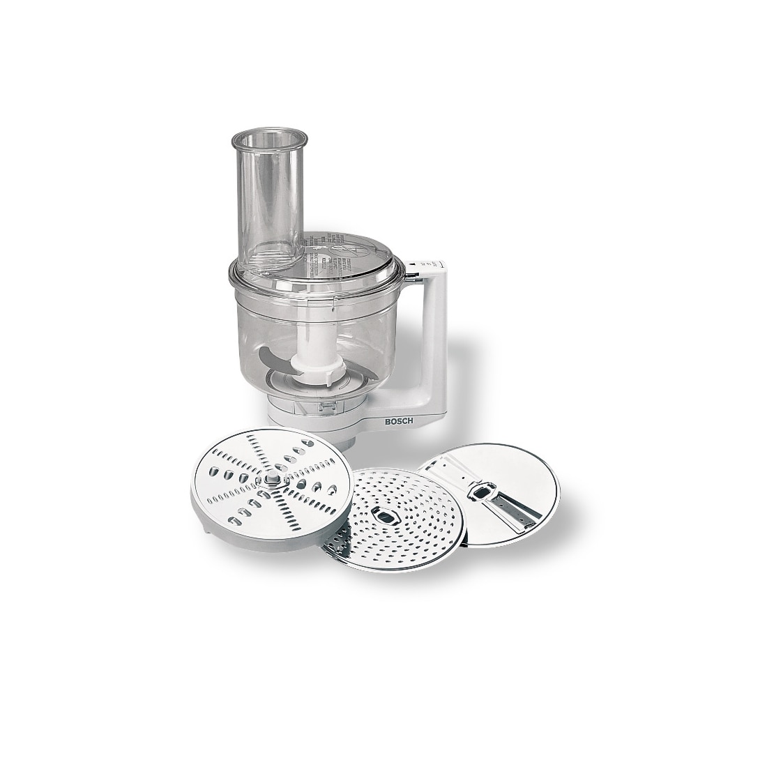 Fotografie Accesoriu multi-mixer Bosch MUZ4MM3, cutit, 3 discuri (5 functii), compatibil Bosch MUM 4, alb