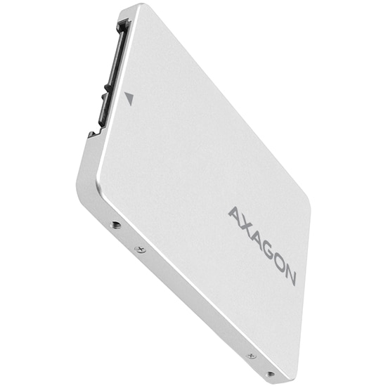 Fotografie Adaptor 2.5 inch SATA la M.2 SATA SSD Axagon RSS-M2SD, Aluminiu, Compatibil SSD M.2 NGFF 2230/2242/2260/2280, Argintiu