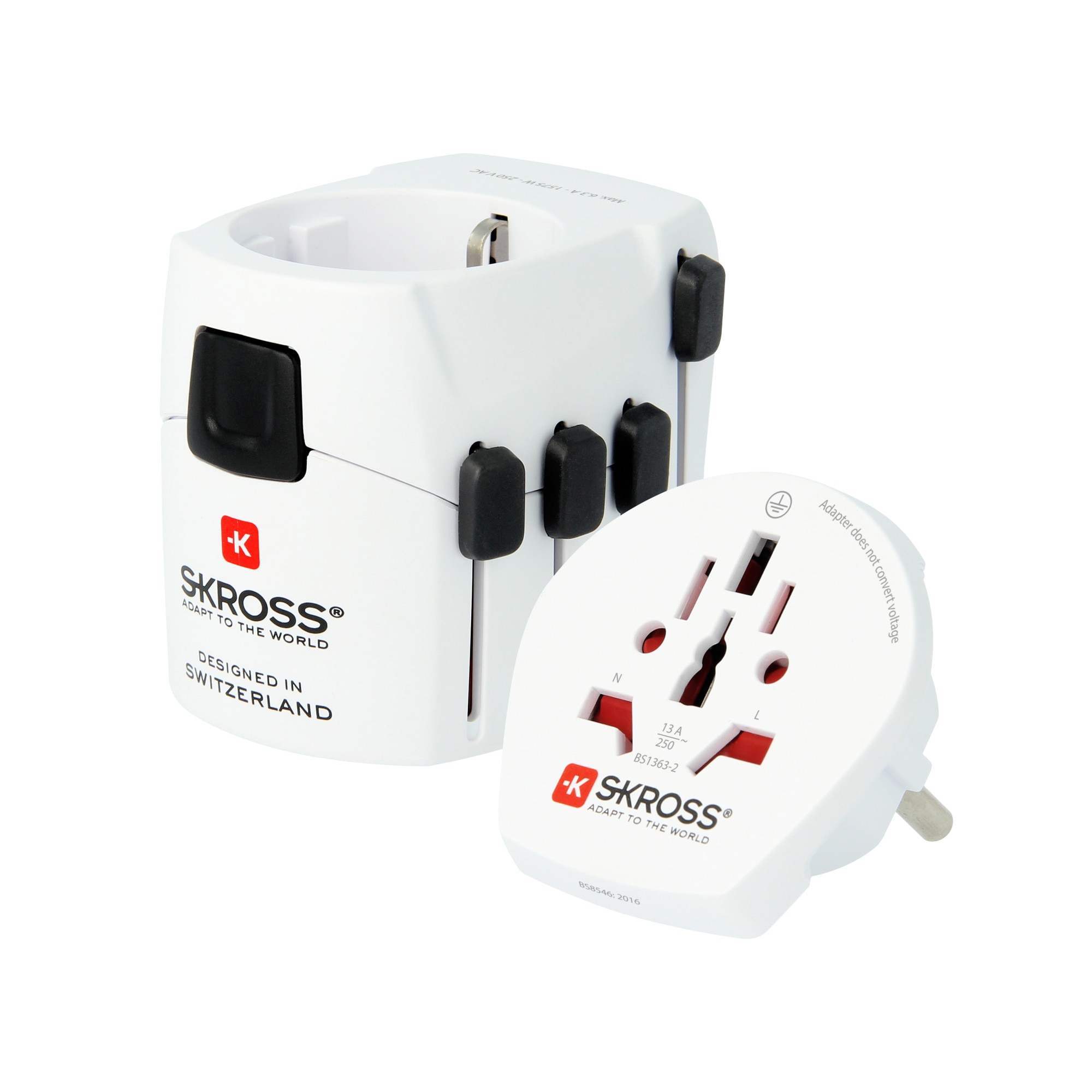 Fotografie Adaptor priza universal Skross Pro World, compatibil pentru Europa, Australia/China, UK, USA/Japonia, Elvetia, Italia, Brazilia, 100 V - 250 V, 7 A