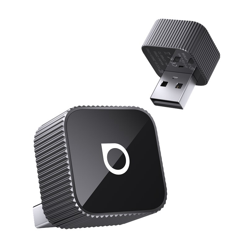 Fotografie Adaptor Wireless Ottocast CP88-T2 CarPlay Mini Cube 3.0 2025 si Android Auto, Plug and Play 2-in-1, Negru