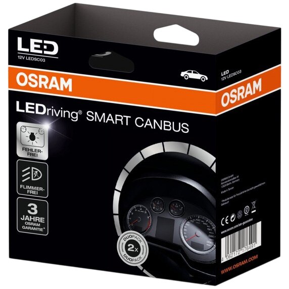 Fotografie Anulator de eroare pentru leduri H7 Osram LEDriving® SMART CANBUS, 12 W LEDSC03-1,Blister, 2buc