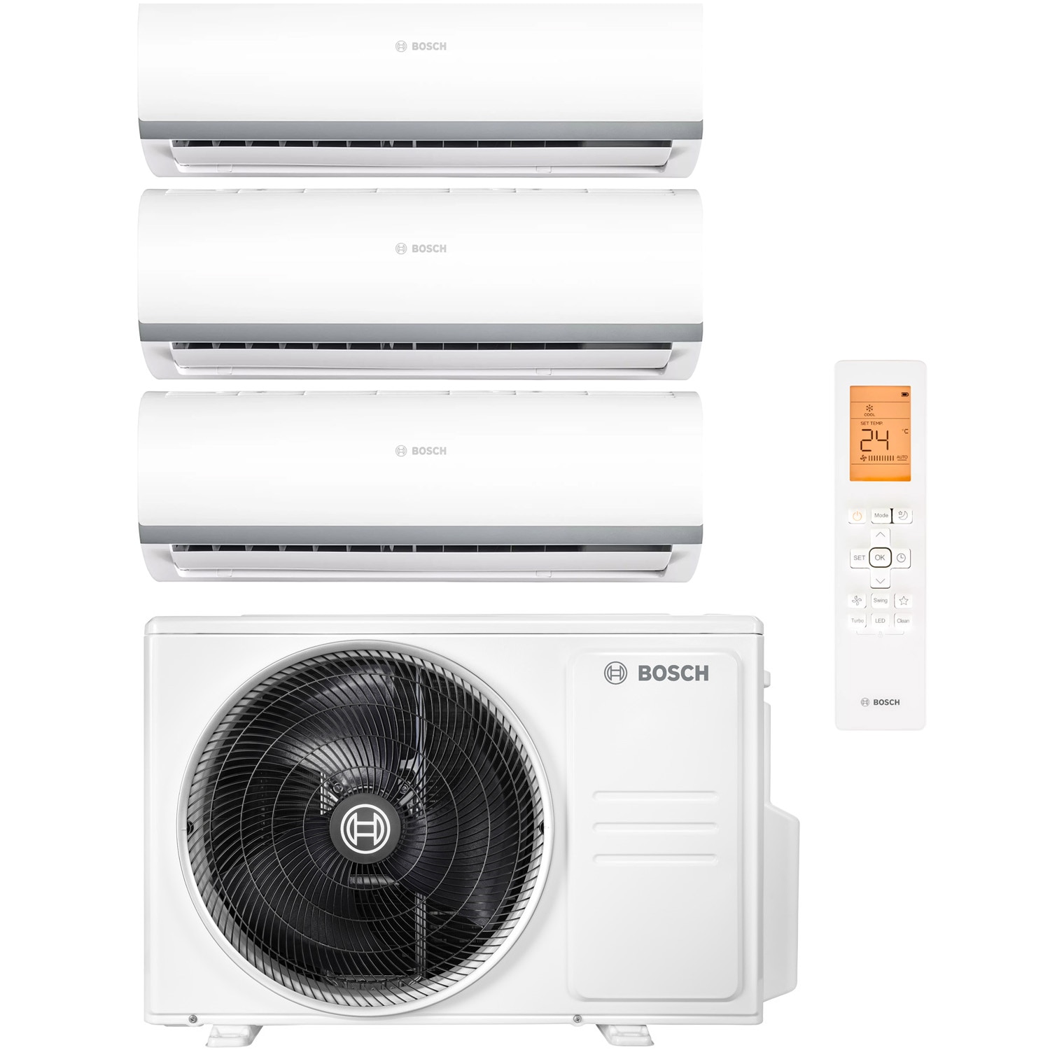 Fotografie Aparat de aer conditionat multi-split Bosch Seria 2000, 2 x 9000 + 12000 BTU, unitate externa 27000 BTU, Clasa A++/A+