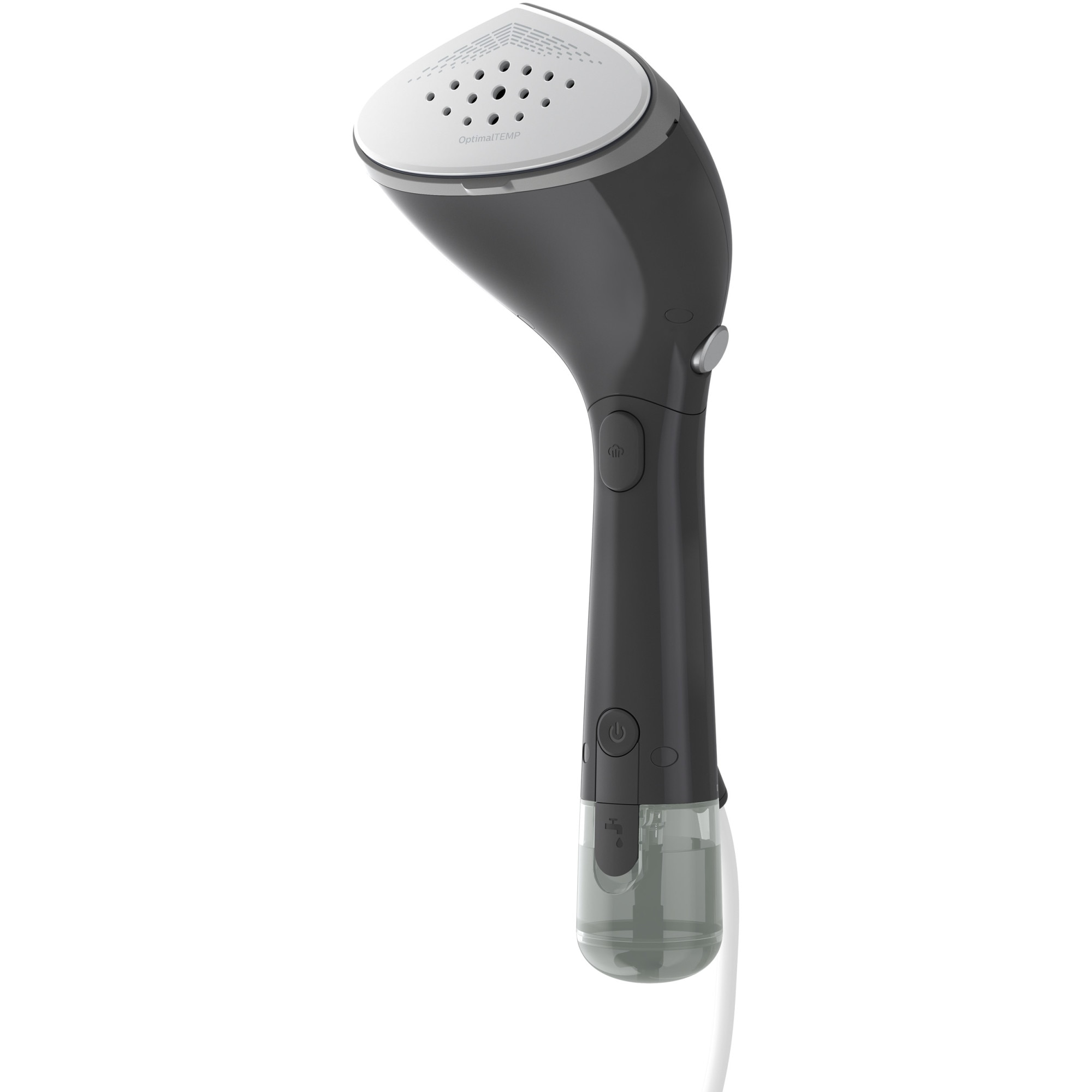Fotografie Aparat de călcat vertical portabil Philips STH7040/80 Seria 7000, 1500W, debit abur 28 g/min, rezervor de 100 ml detasabil + rezervor de apă suplimentar 200 ml, talpă OptimalTEMP, 30 sec. incălzire, 2 nivele de abur, 870 g, husă, gri marmorat