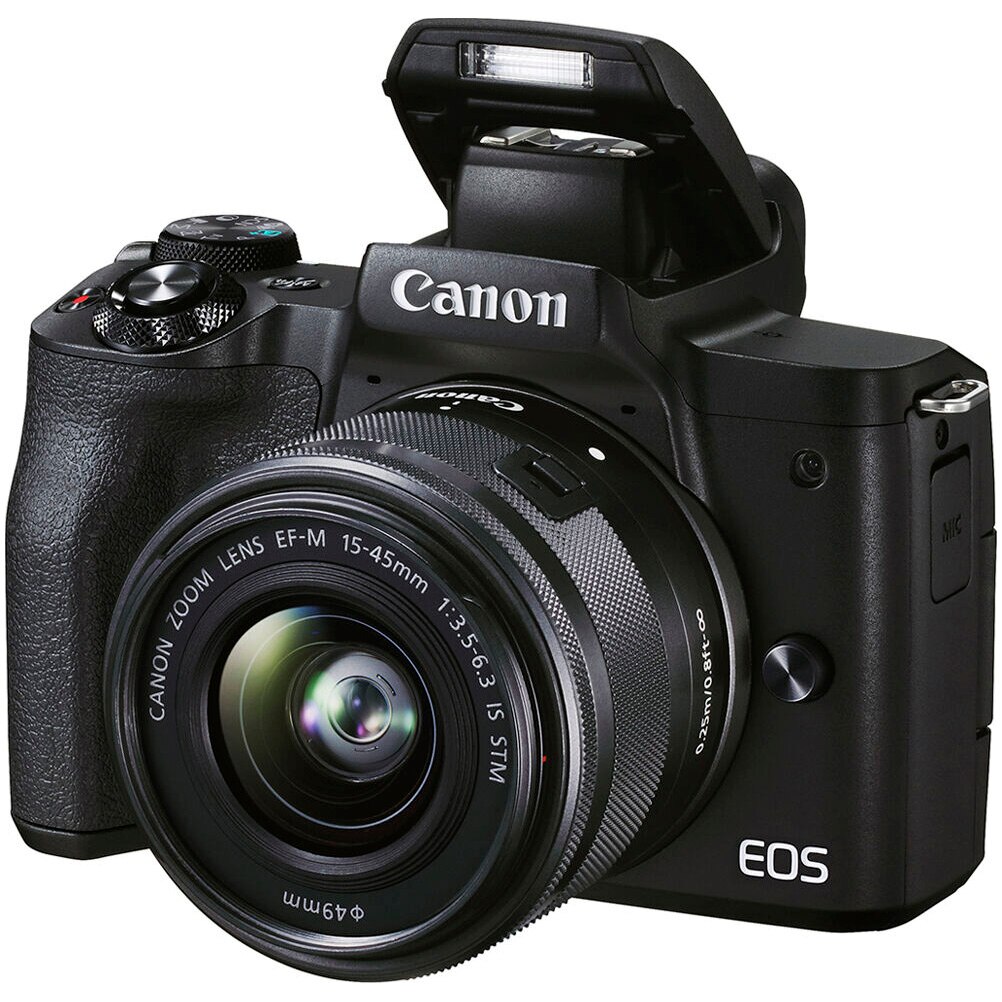 Fotografie Aparat foto Mirrorless Canon EOS M50 Mark II, 24.1 MP, 4k, Wi-FI, Negru + Obiectiv EF-M 15-45mm