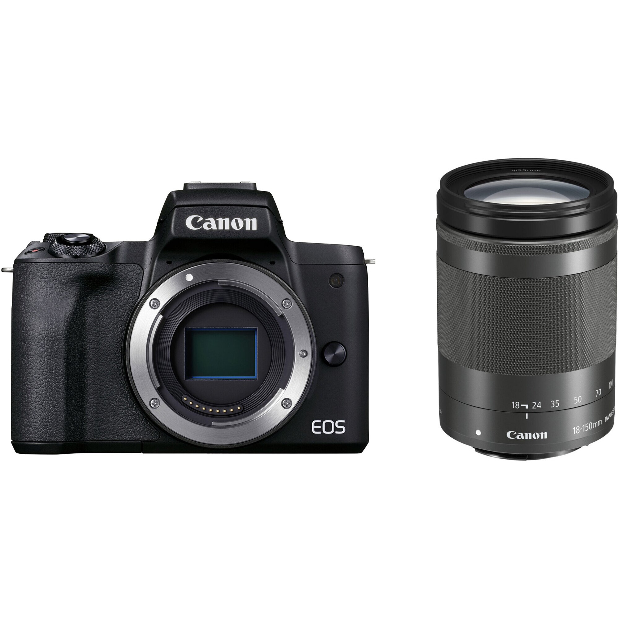 Fotografie Aparat foto Mirrorless Canon EOS M50 Mark II, 24.1 MP, 4k, Wi-Fi, Negru, + Obiectiv EF-M 18-150mm