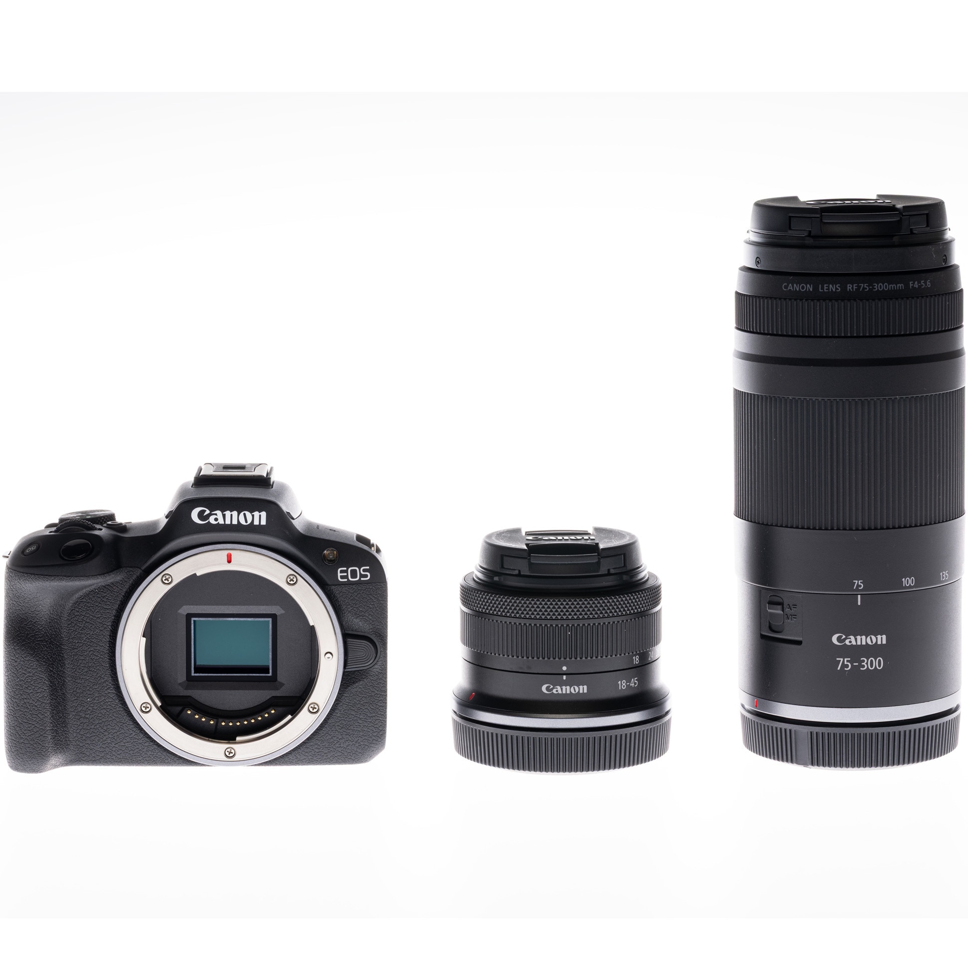 Fotografie Aparat foto Mirrorless Canon EOS R50, 24.2MP, 4K + Obiectiv RF-S 18-45mm f/4.5-6.3 + Obiectiv RF 75-300mm f/4-5.6, Negru