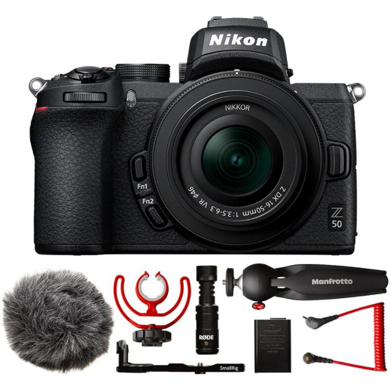 Fotografie Aparat foto Mirrorless Nikon Z50 Vlogger Kit, 20.9 MP , 4K, Wi-Fi, Negu + Obiectiv 16-50mm