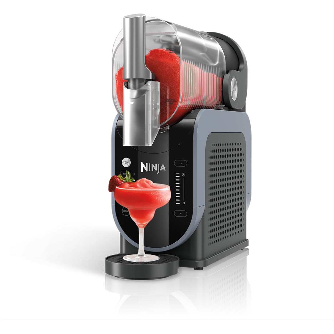 Fotografie Aparat granita pentru desert Ninja Slushi FS301EU, 2.5L, 5 programe presetate, granita in 30 de min, 7 portii, gri/albastru
