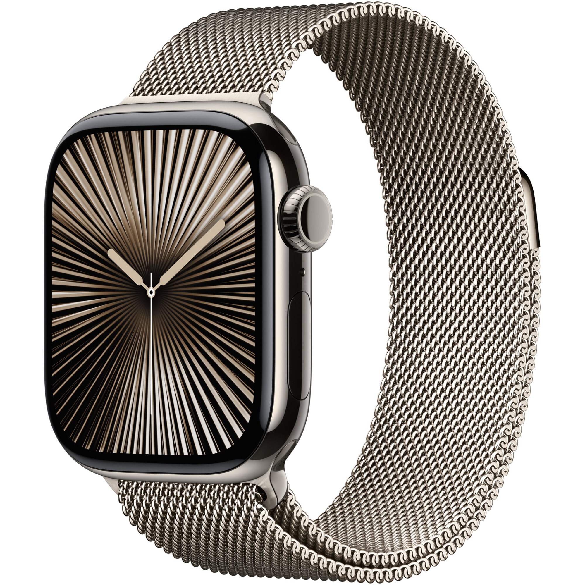 Fotografie Apple Watch 10, GPS, Cellular, Carcasa Natural Titanium 42mm, Natural Milanese Loop