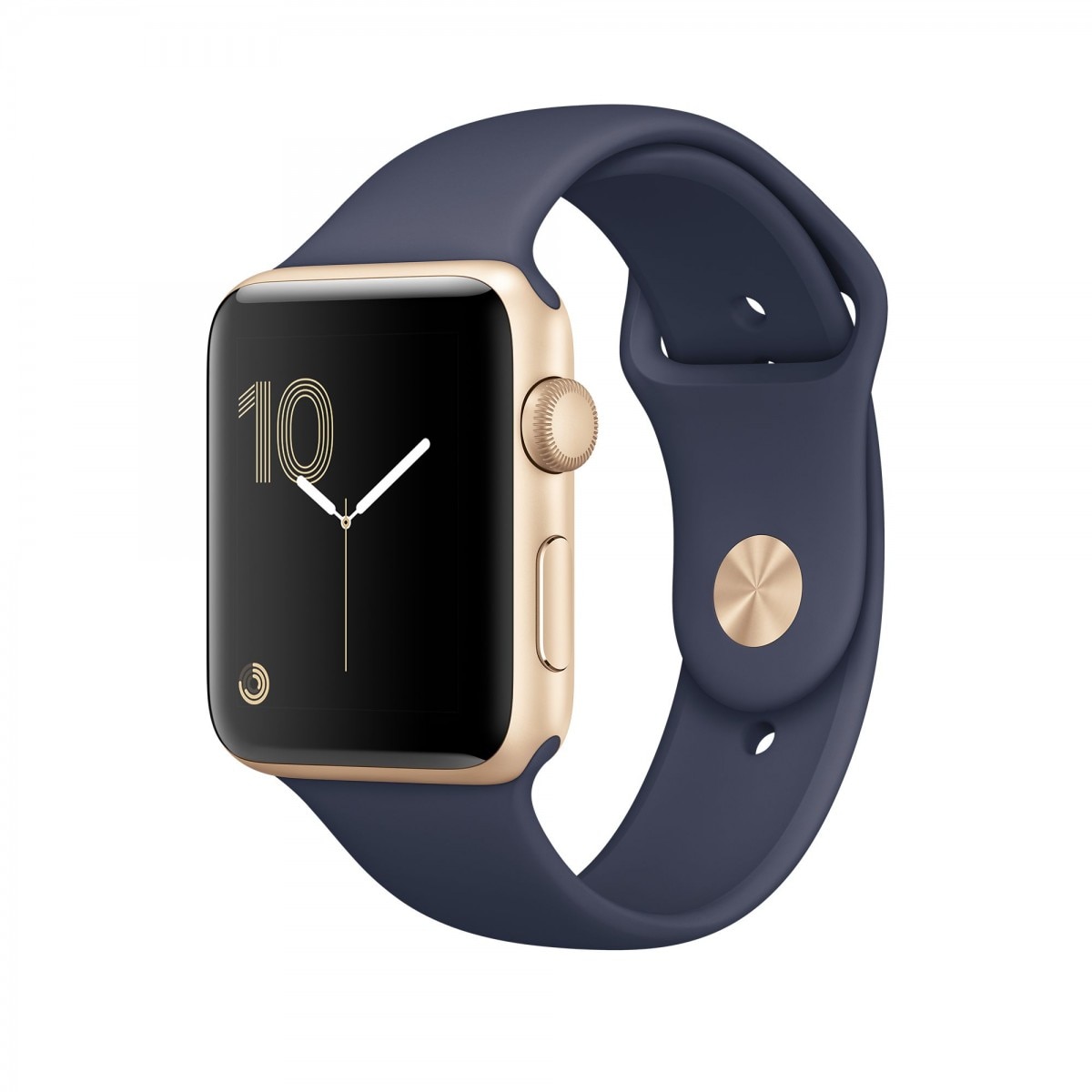 Fotografie Apple Watch 2 cu carcasa din aluminiu gold, 42mm, Midnight Blue Sport Band