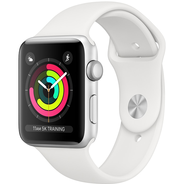 Fotografie Apple Watch 3, GPS, Carcasa Silver Aluminium 42mm, White Sport Band