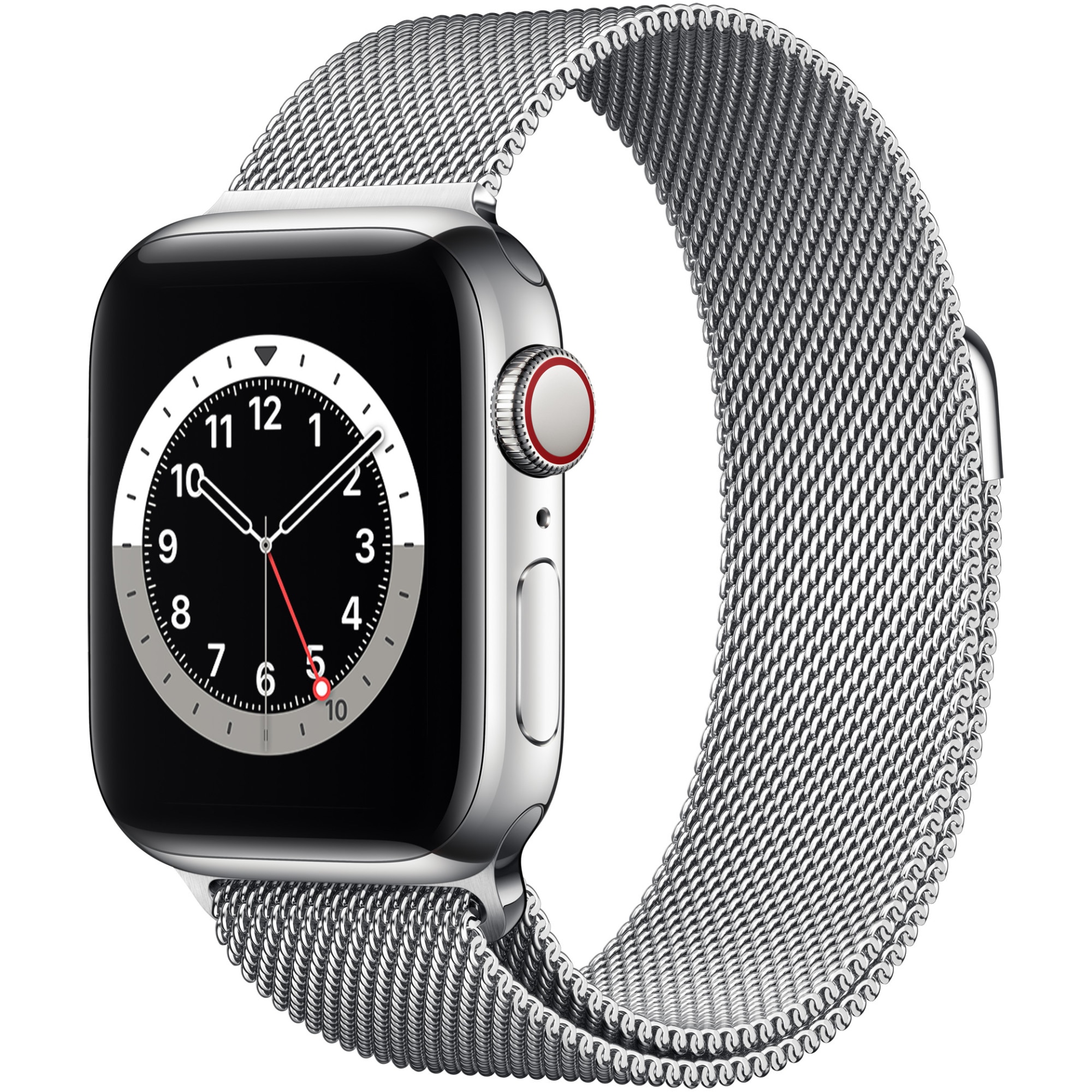Fotografie Apple Watch 6, GPS, Cellular, Carcasa Silver Stainless Steel 40mm, Silver Milanese Loop