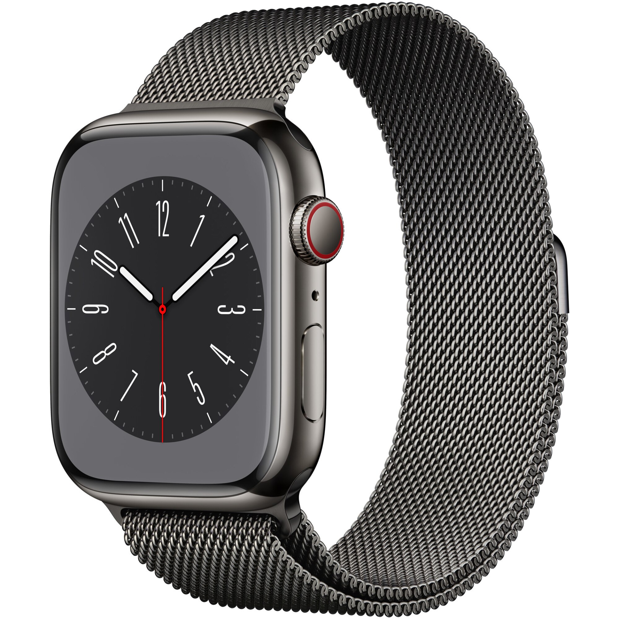 Fotografie Apple Watch 8, GPS, Cellular, Carcasa Graphite Stainless Steel 41mm, Graphite Milanese Loop