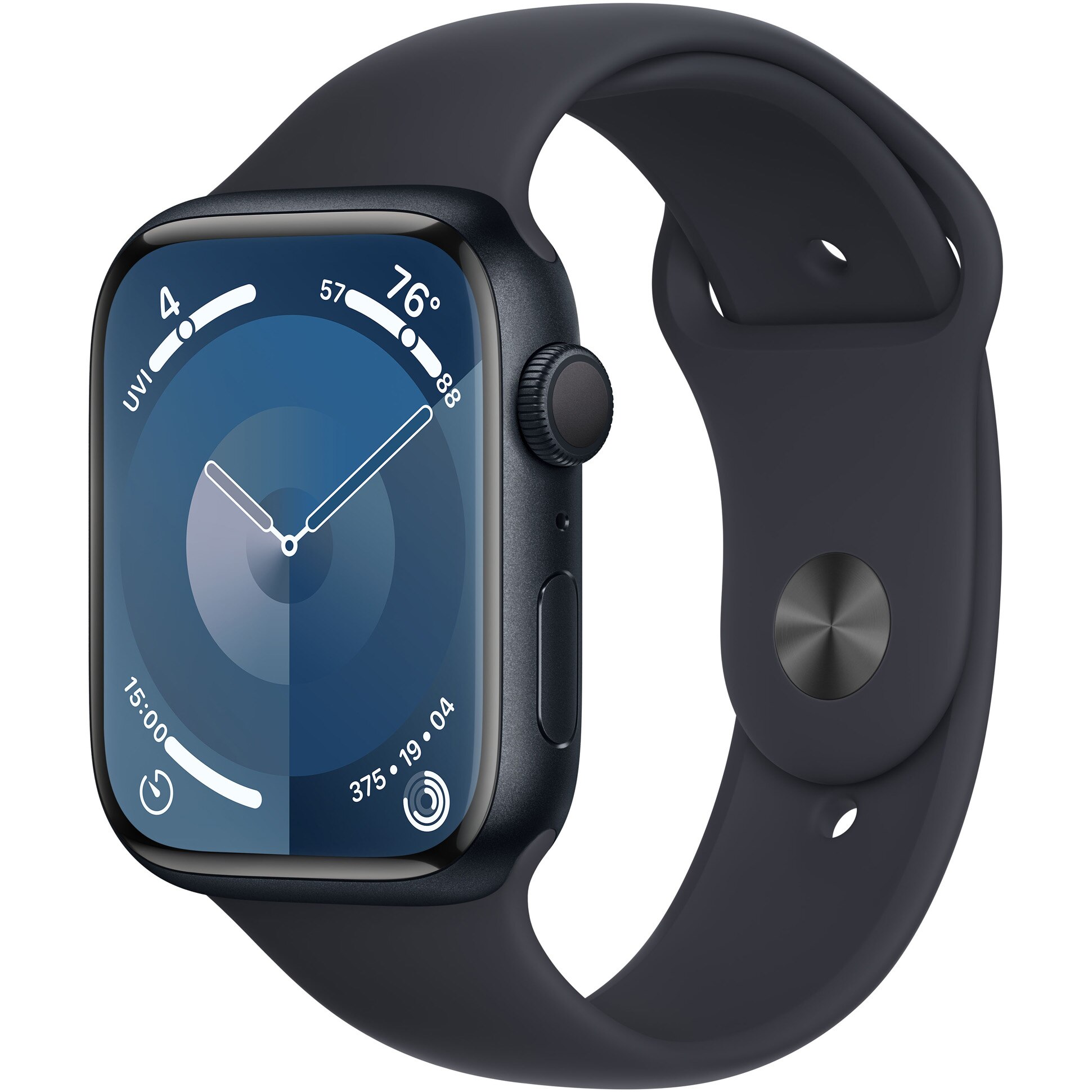 Fotografie Apple Watch 9, GPS, Carcasa Midnight Aluminium 45mm, Midnight Sport Band - S/M