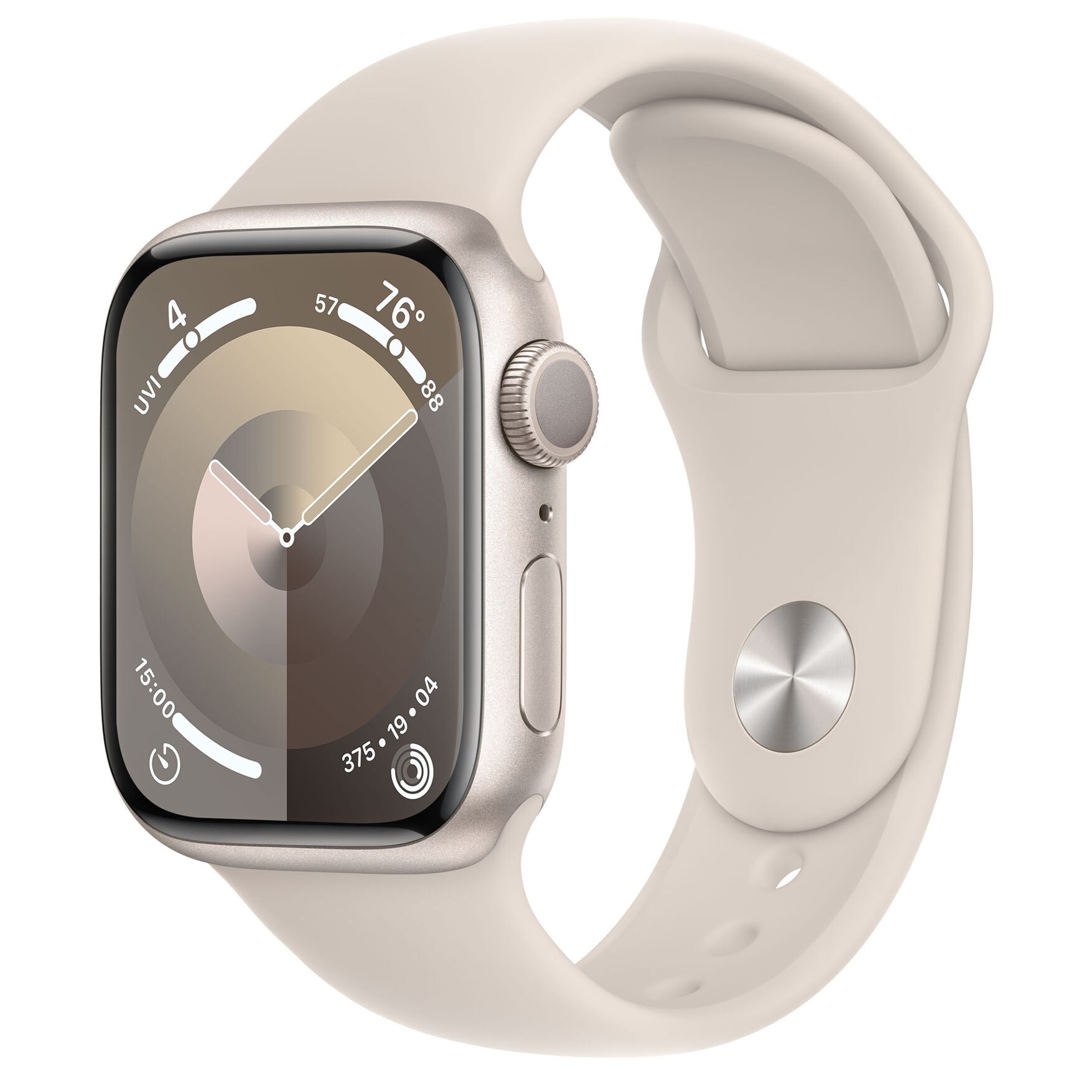Fotografie Apple Watch 9, GPS, Carcasa Starlight Aluminium 41mm, Starlight Sport Band - S/M
