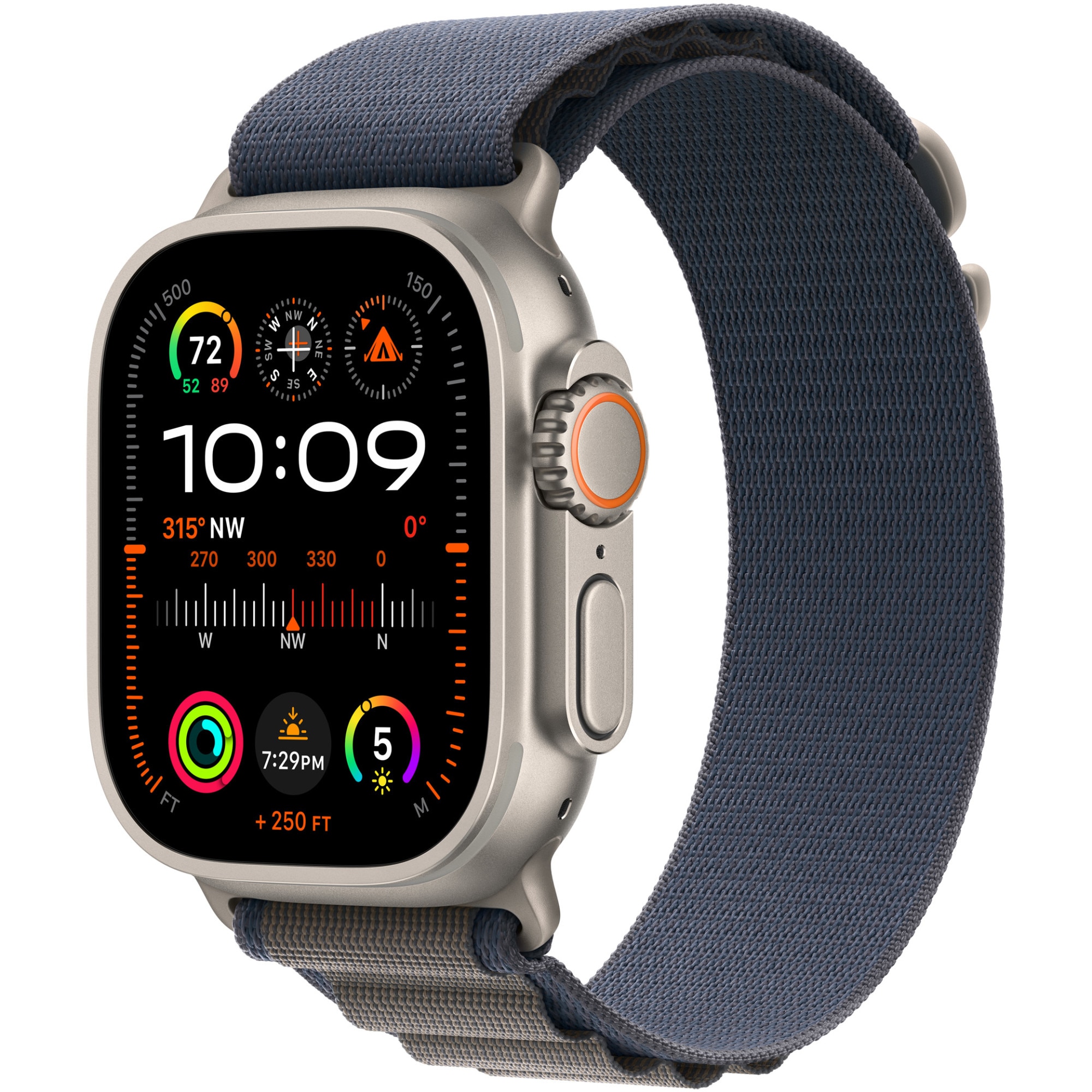 Fotografie Apple Watch Ultra 2, GPS, Cellular, Carcasa Titanium 49mm, Blue Alpine Loop - Small