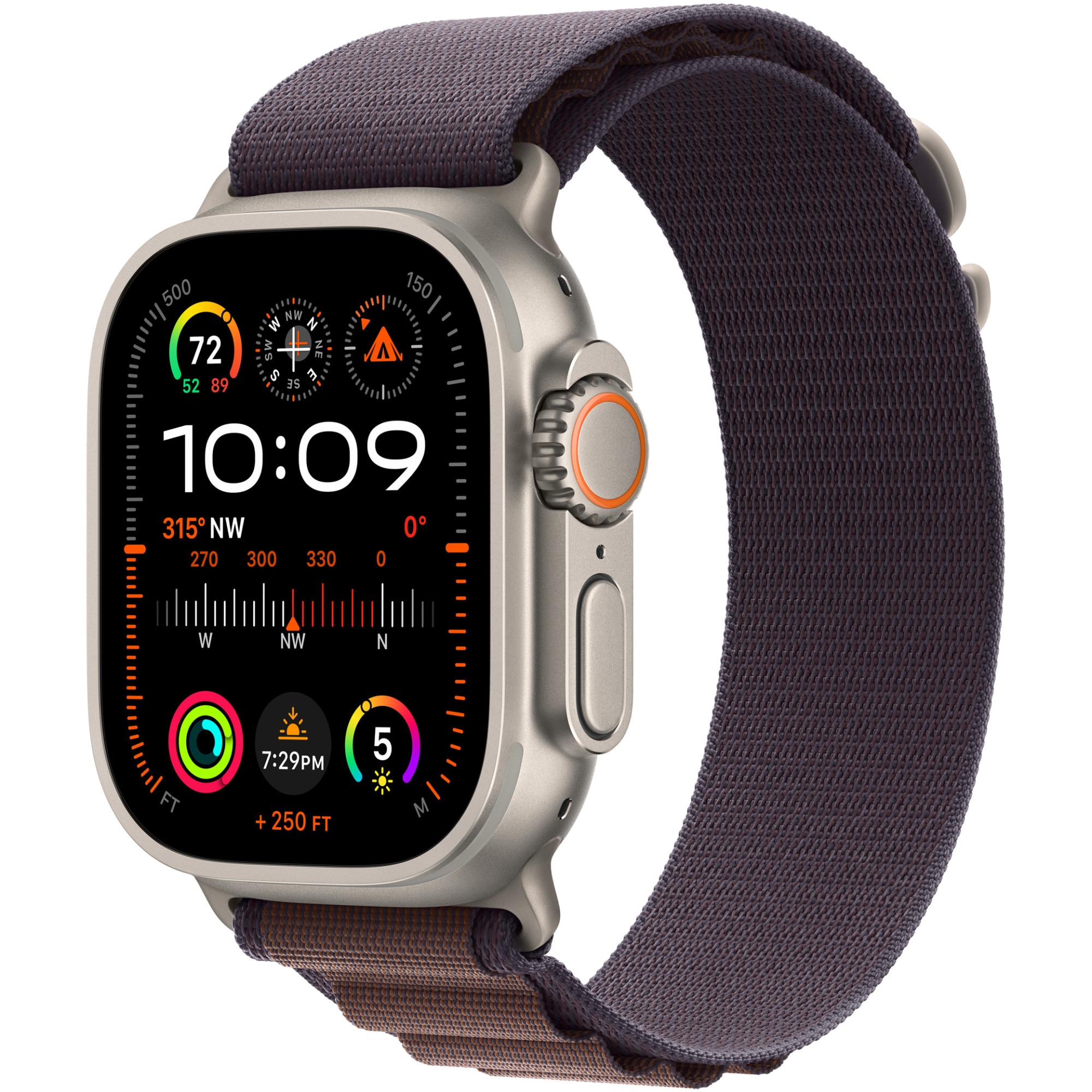 Fotografie Apple Watch Ultra 2, GPS, Cellular, Carcasa Titanium 49mm, Indigo Alpine Loop - Medium