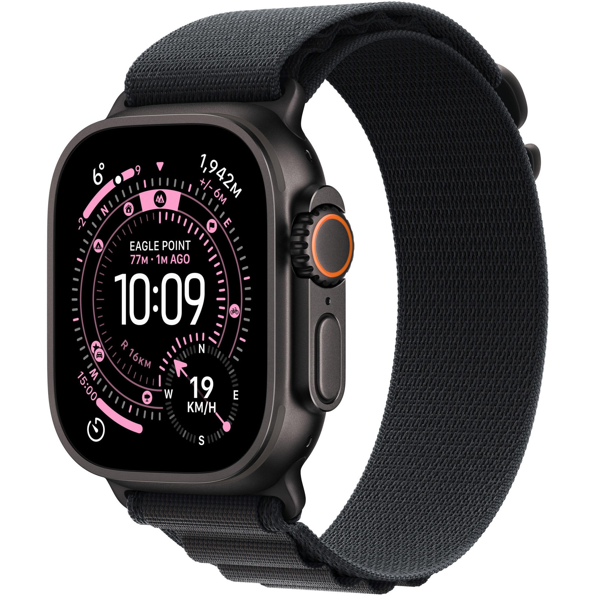 Fotografie Apple Watch Ultra 3, GPS + Cellular, Carcasa Black Titanium 49mm, Black Alpine Loop - Large