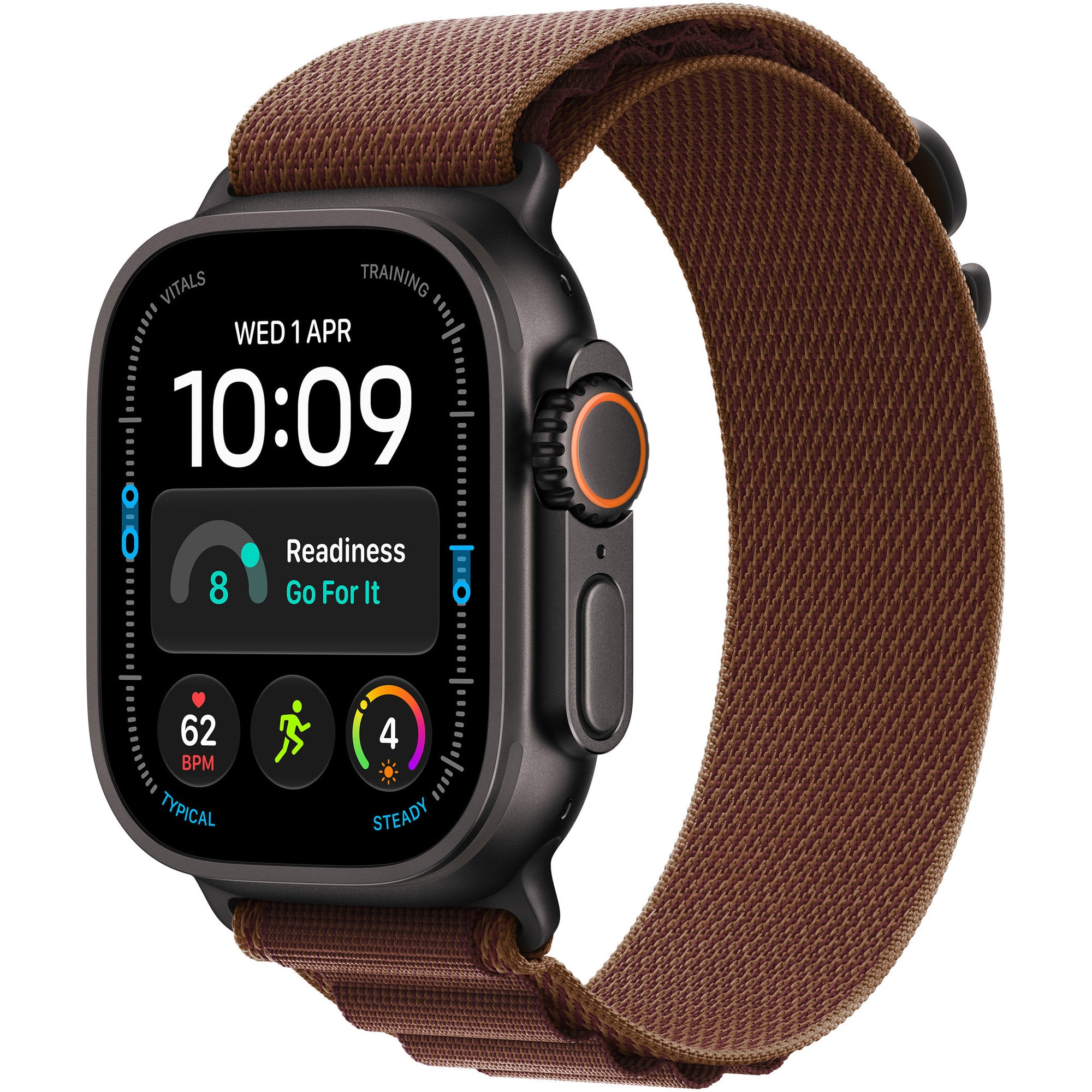 Fotografie Apple Watch Ultra 4, GPS + Cellular, Carcasa Black Titanium 49mm, Burgundy Alpine Loop - M