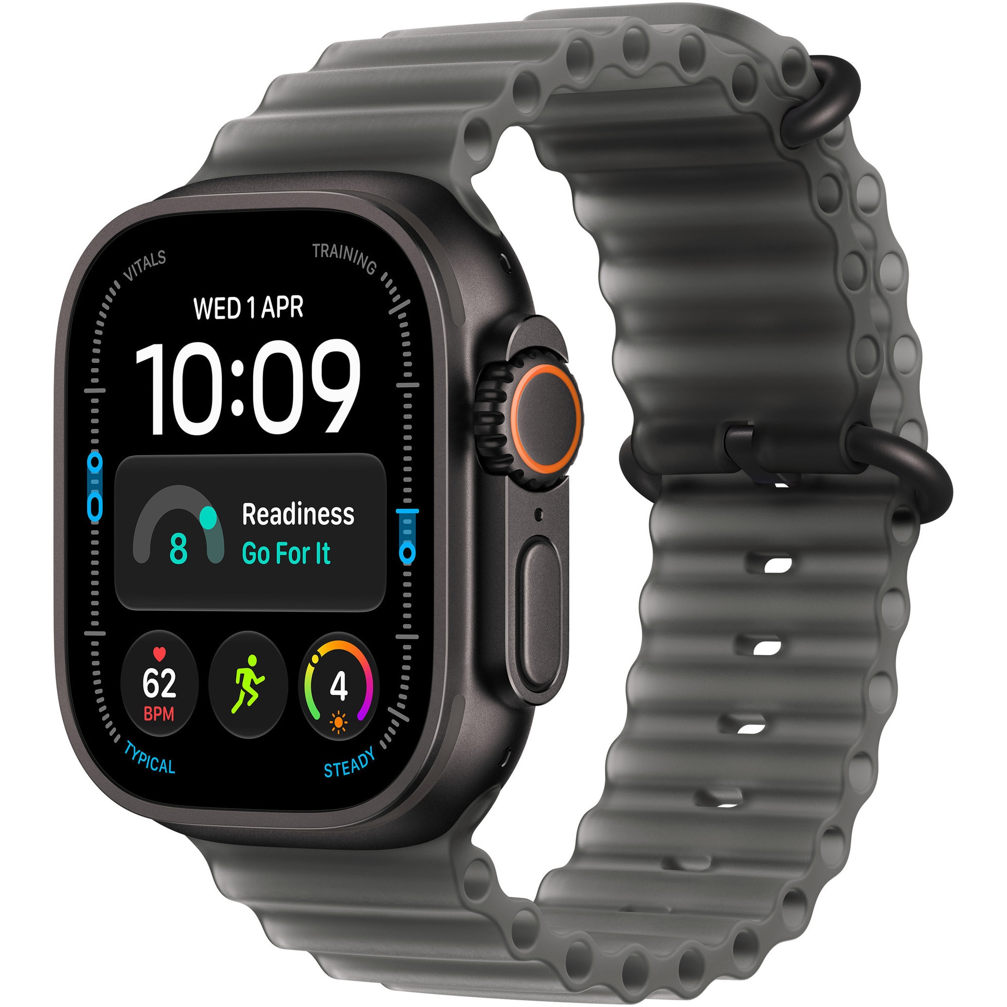 Fotografie Apple Watch Ultra 4, GPS + Cellular, Carcasa Black Titanium 49mm, Translucent Black Ocean Band