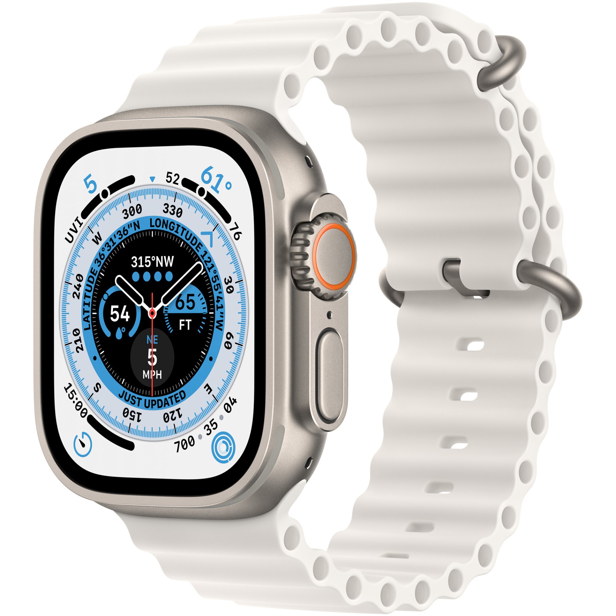 Fotografie Apple Watch Ultra, GPS, Cellular, Carcasa Titanium 49mm, White Ocean Band