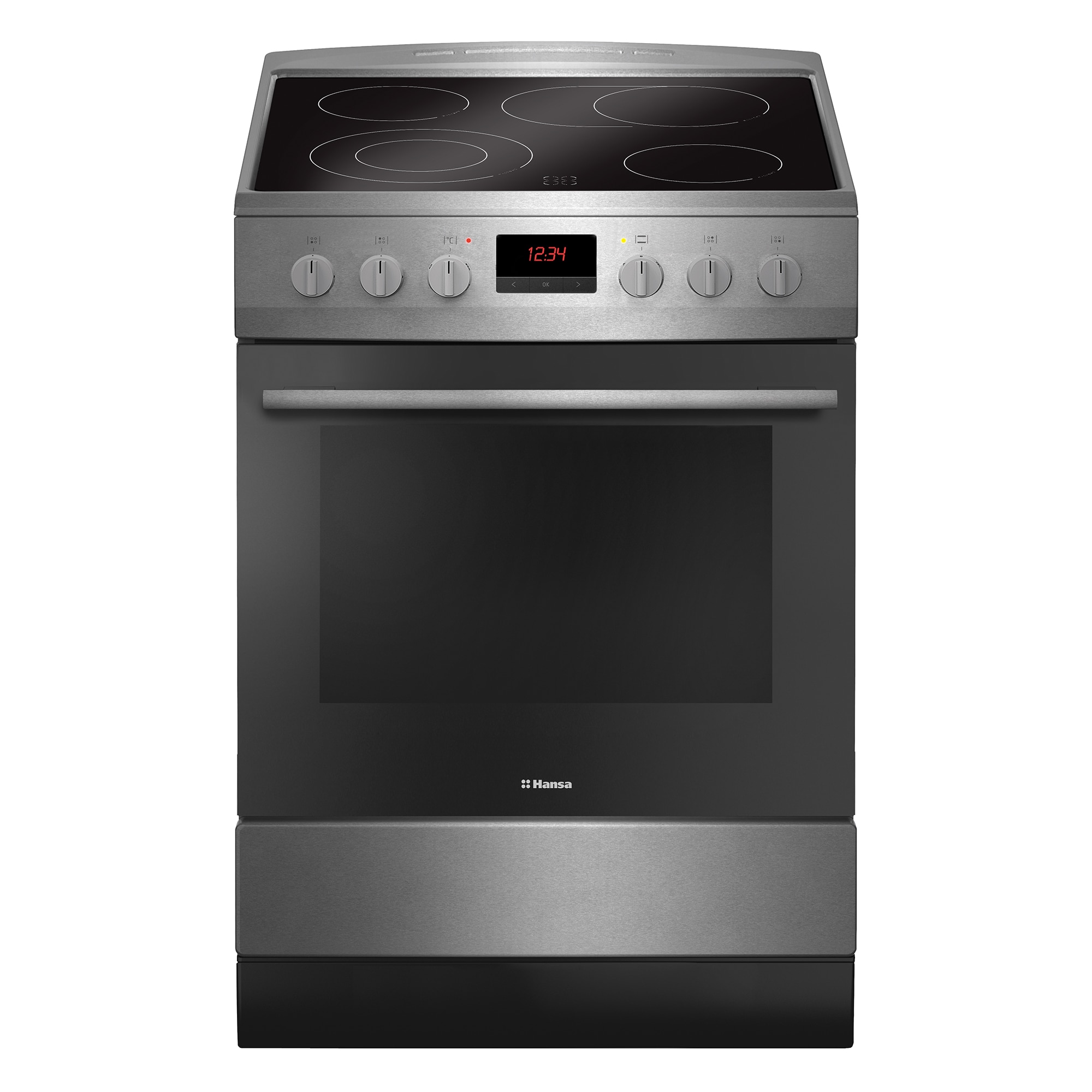 Fotografie Aragaz electric Hansa FCCX68219, 4 zone gatit, Cuptor electric, Grill, Clasa A, Inox