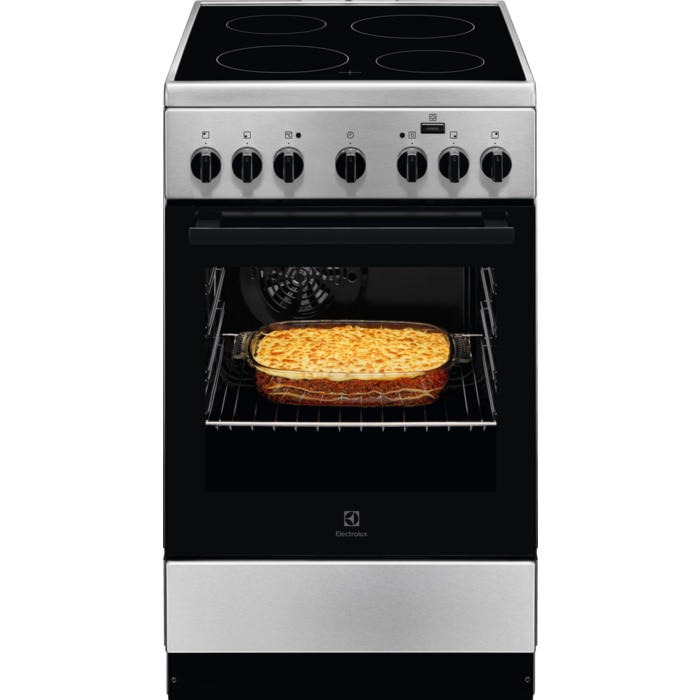 Fotografie Aragaz Electrolux LKR562055X, Electric, 4 zone de gatit, Cuptor electric, Autocuratare catalitica, SteamBake, Timer, Grill electric, Clasa A, 50 cm, Inox