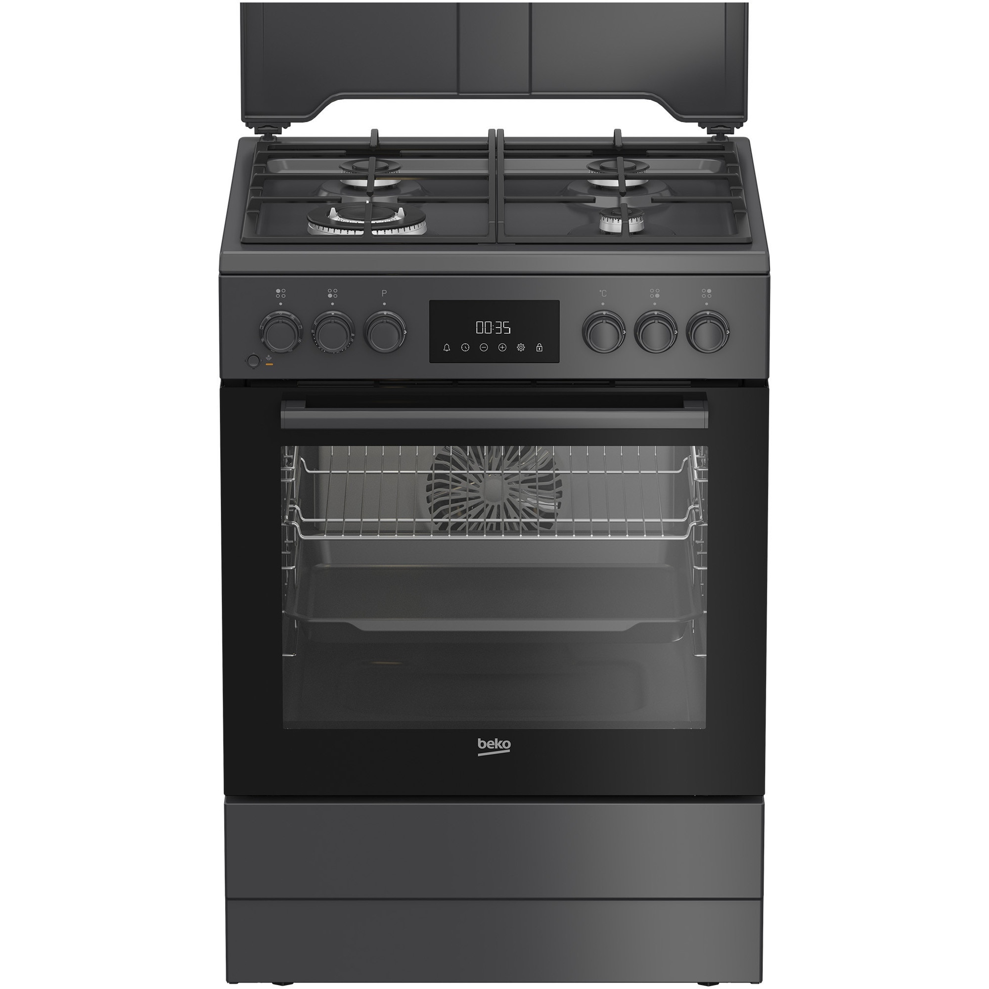 Fotografie Aragaz mixt Beko FBSM62320SAC, 4 zone de gatit, Clasa A, Display LED, Child Lock, Anthracite