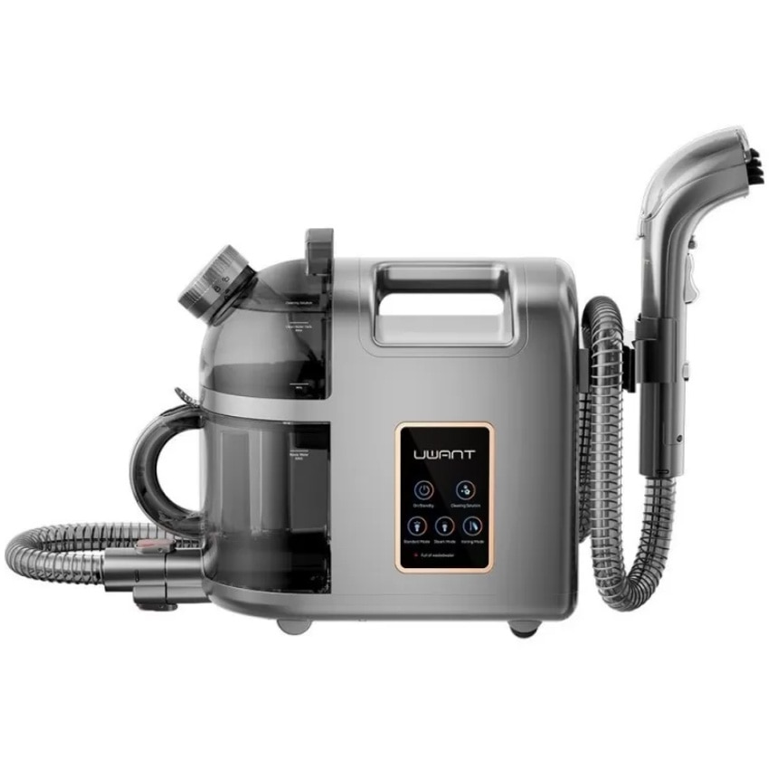 Fotografie Aspirator cu abur si spalare Uwant B200-Gray, multifunctional, multisuprafete, 11 Kpa, capacitate 2 x 1,5l, rezervor detergent 0,2l, putere abur 1900 W, gri