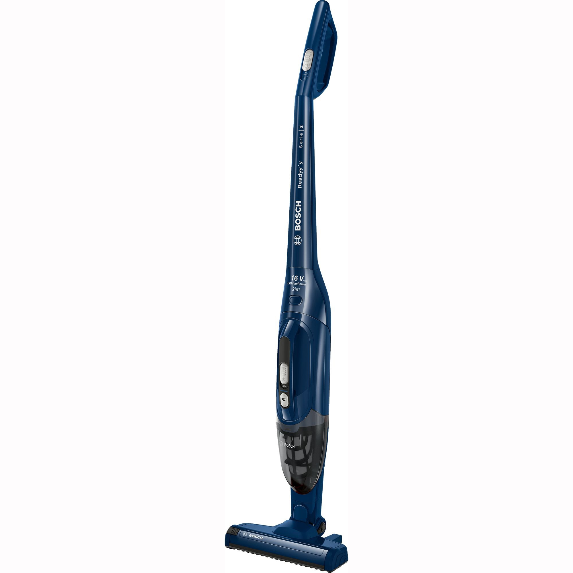 Fotografie Aspirator vertical Bosch BCHF216S, 16 V, 2 in 1, LI-Ion, 10.55 kWh/an,2 trepte de putere, autonomie pana la 40 min, Albastru