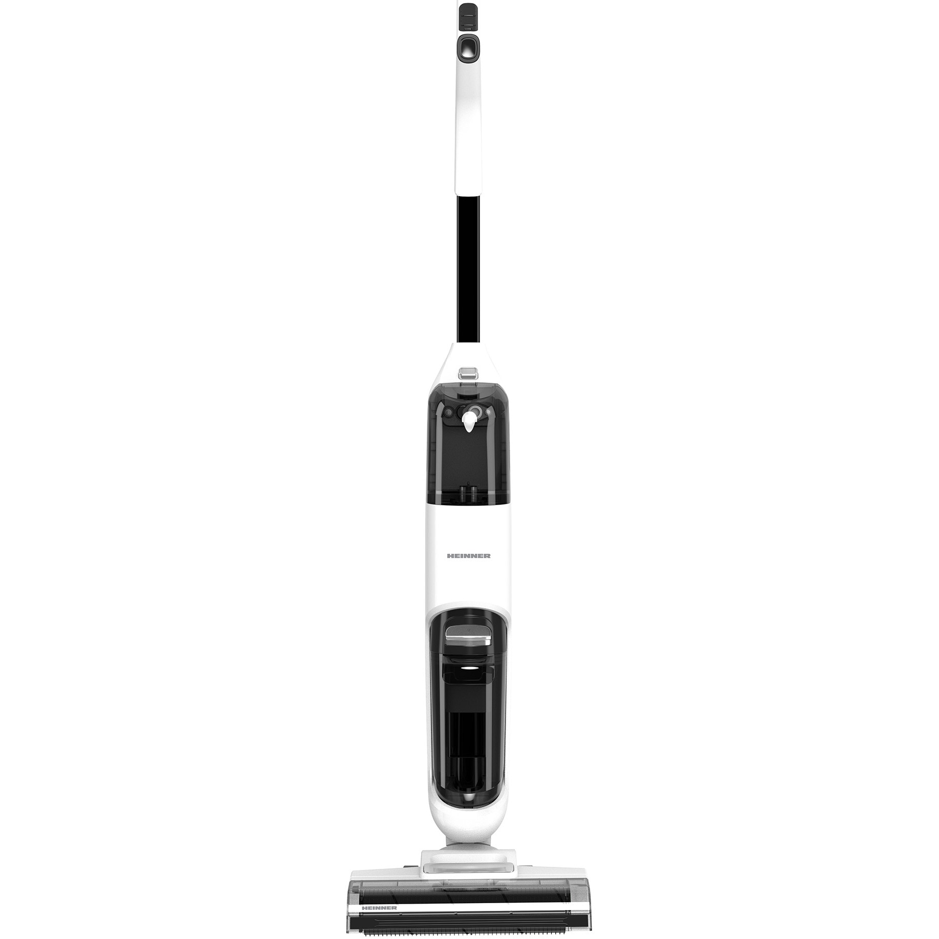 Fotografie Aspirator vertical cu functie mop HEINNER ONE4FLOOR HSVC-M18WH3in1, aspirare, spalare, mop, sistem autocuratare, putere: 180w si 2 viteze, comenzi on/off, autonomie: 35min aspirare/21 min mop, 2 recipiente apa (curata/colectare): 600/400ml, alb