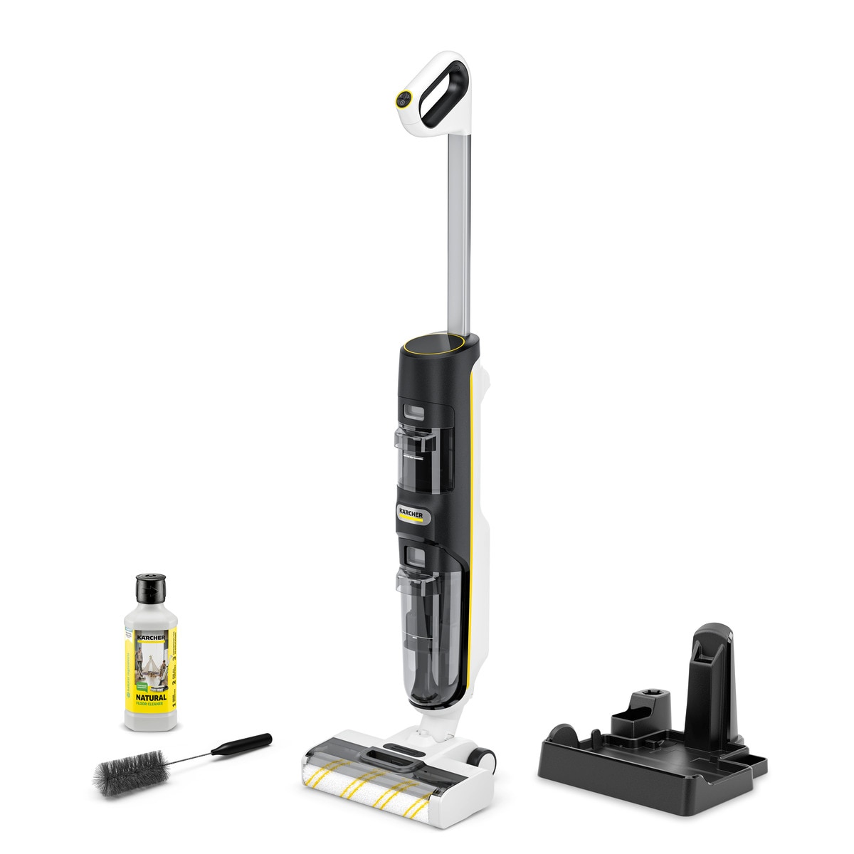 Fotografie Aspirator vertical cu spalare Karcher FCV 4 Natural N, functie 2 in 1 aspirare si spalare pardoseli, baterie lithium 30 min autonomie, rezervor apa curata 400 ml, ideal gresie, parchet si locuinte moderne