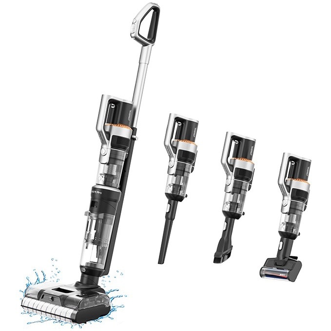 Fotografie Aspirator vertical fara fir cu spalare Jimmy HW11 Pro Cordless 4 in 1 Vacuum&Washer, 420W, autonomie 75 min, putere de aspirare de 100AW, filtrare 99.9%, ecran LED, autocuratare, negru