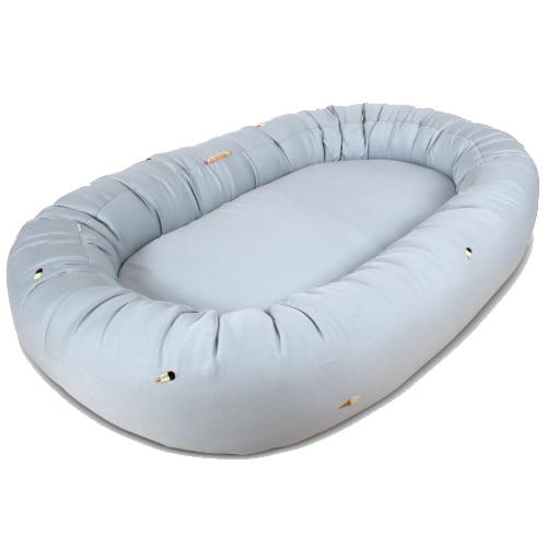 Fotografie Babynest din bumbac organic pentru bebelusi Filibabba, Cool Summer, pearl blue
