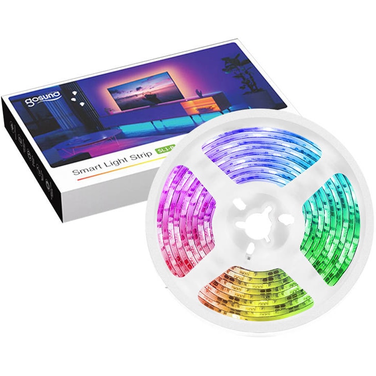 Fotografie Banda LED RGB inteligenta Gosund SL1-B, Wi-Fi, USB, 16W, sincronizare muzica, lumina colorata, 2.8m, compatibil Alexa/Google Assistant