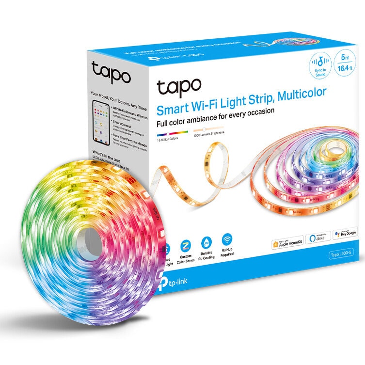 Fotografie Banda LED RGBWIC inteligenta TP-LINK Tapo L930-5, Wi-Fi, control vocal, sincronizare muzica, 13W, compatibil Amazon Alexa si Google Assistant, 100-240V, 5m