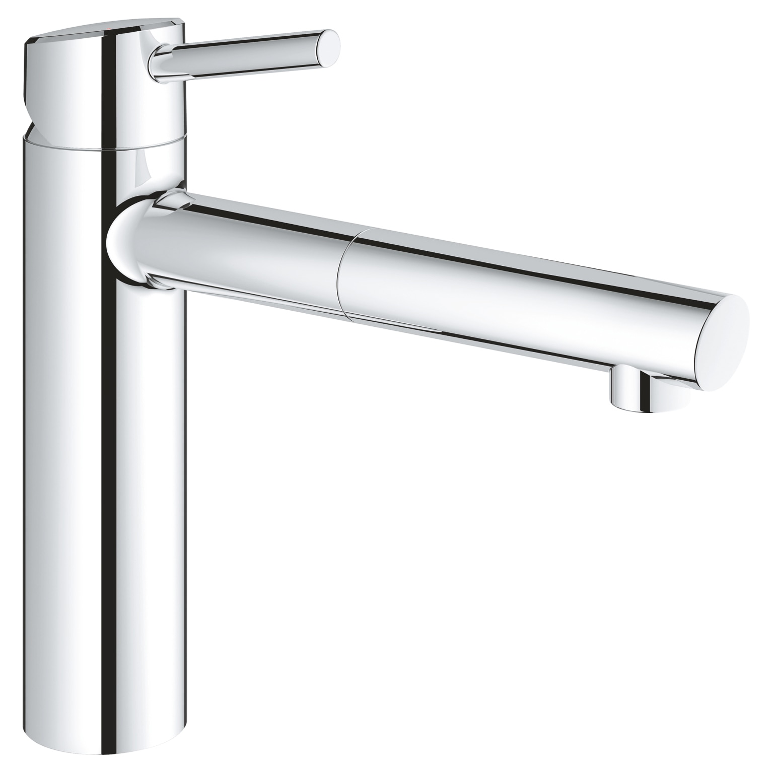Fotografie Baterie bucatarie cu dus extractabil Grohe Concetto, monocomanda, 1/2'', cartus ceramic, pipa medie, pivotanta 100, limitator debit, Crom