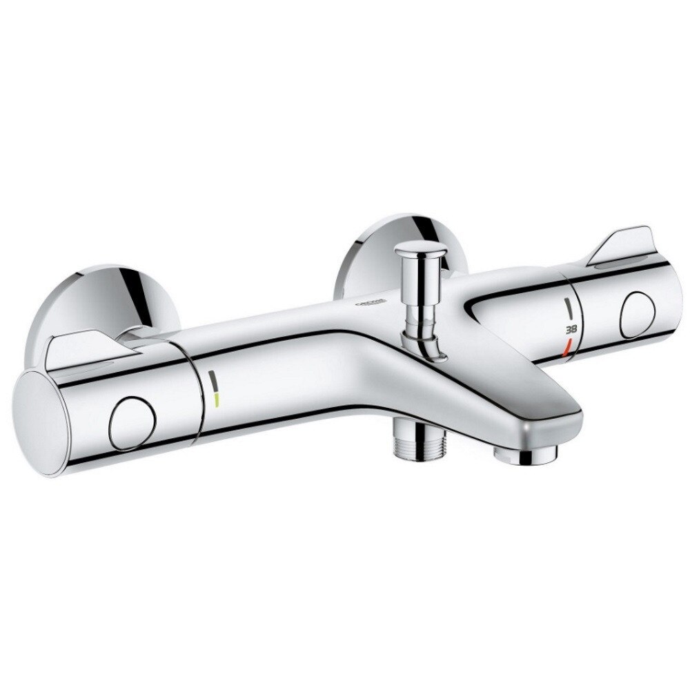 Fotografie Baterie cada cu termostat Grohe Grohtherm 800, monocomanda, cartus ceramic, filtru impuritati, protectie reflux, diverter, Crom