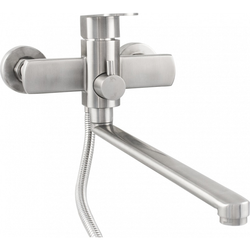 Fotografie Baterie cada Ermetiq ER-YX202, Furtun dus extensibil, para de dus, suport dus, pipa 300mm, Crom