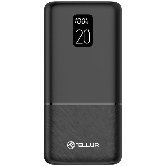 Fotografie Baterie externa Tellur Boost Pro PD202 20000mAh 2xQC3.0 22.5W + PD 20W, LCD display, negru