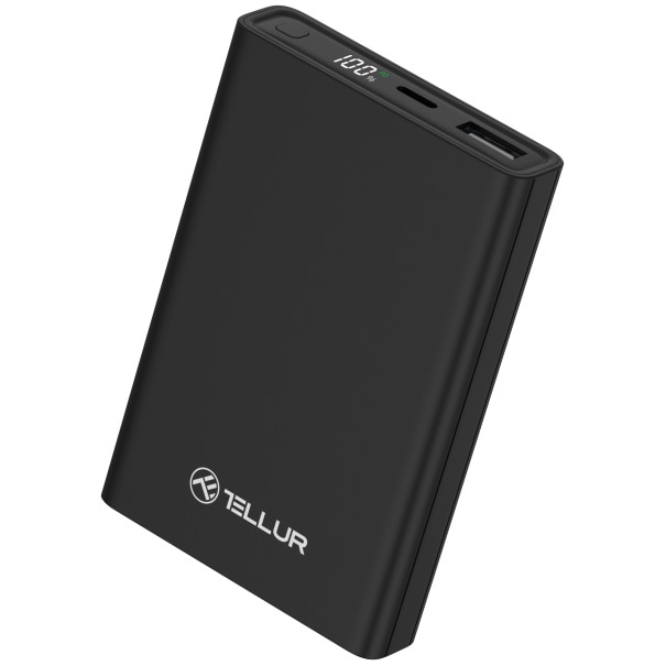 Fotografie Baterie externa Tellur Compact Pro PD701 10000mAh QC3.0 22.5W + PD20W, LCD display, negru