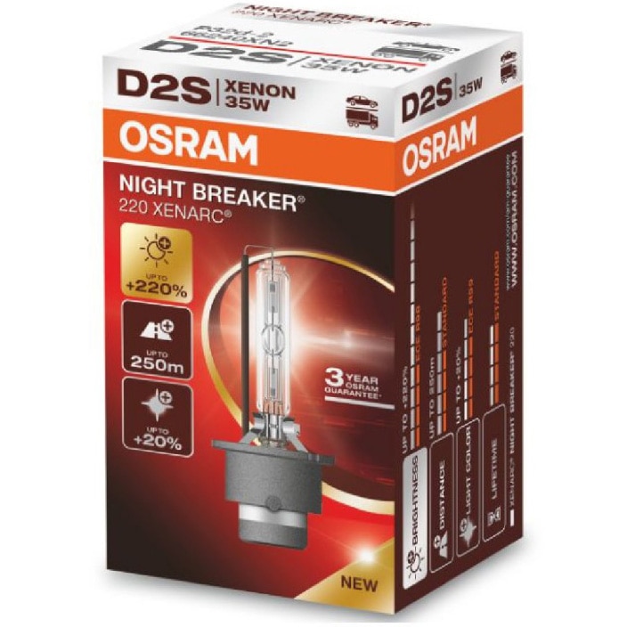 Fotografie Bec auto far xenon Osram D2S Night Breaker Laser +200%, 35W, P32d-2 , cutie 1buc