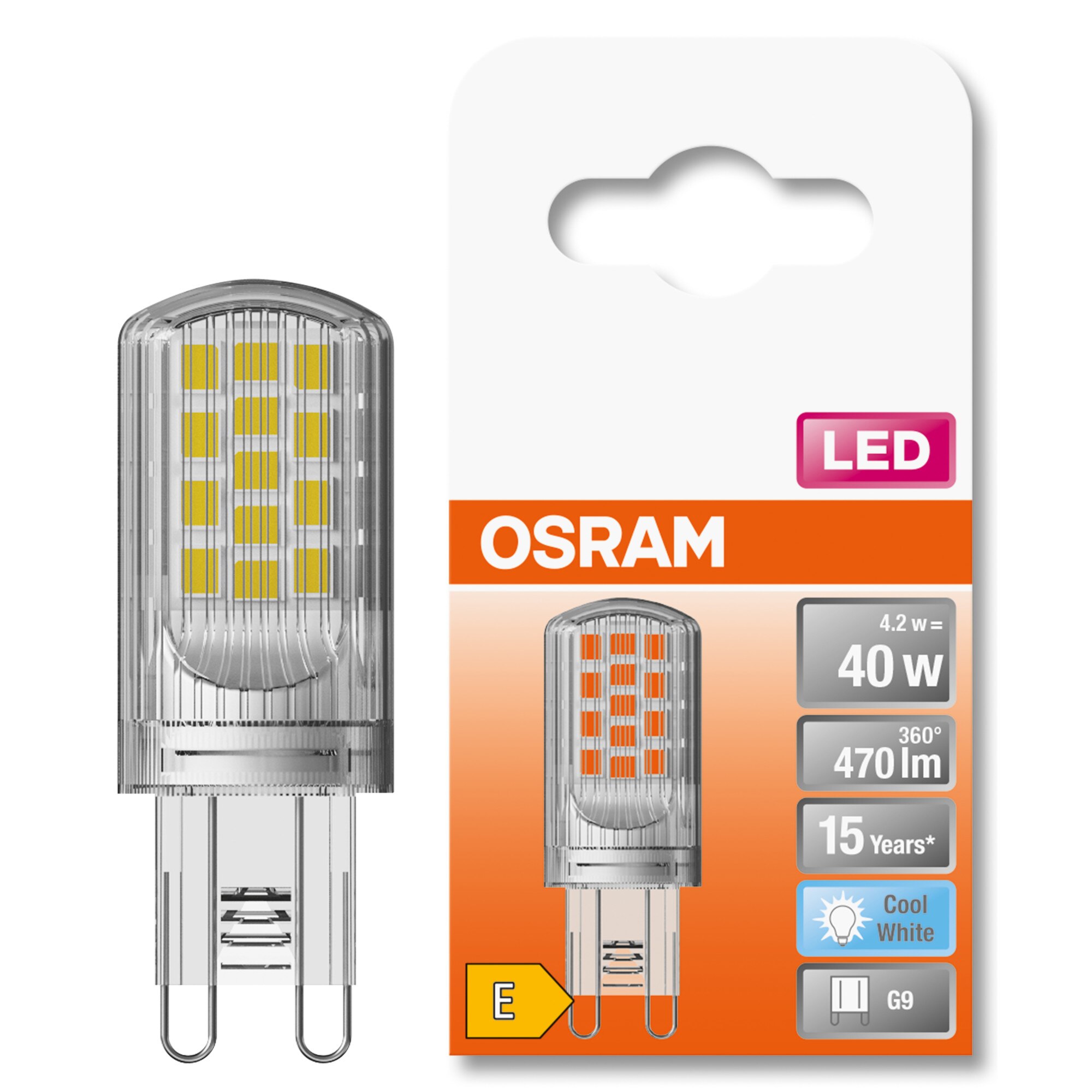 Fotografie Bec LED Osram Pin G9, 4.2W (40W), 470 lm, lumina neutra (4000K), clasa energetica E