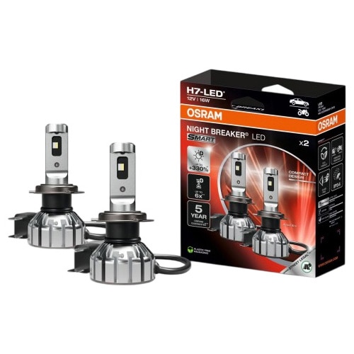 Fotografie Bec LED Osram Smart Night Breaker +330% LED H7, 16 W, 12 V ,Blister, 2buc