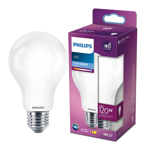 Fotografie Bec LED Philips Classic A67, 13W (120W), 2000 lm, lumina naturala rece (6500K), clasa energetica D