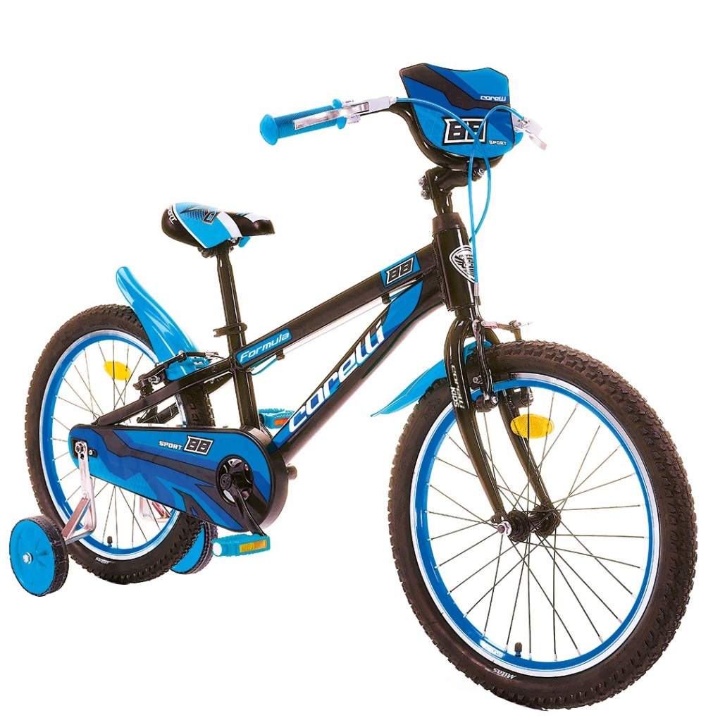 Fotografie Bicicleta copii Corelli Formula 20", single-speed, culoare negru-albastru, accesorii incluse