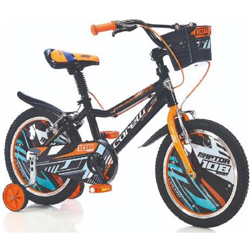 Fotografie Bicicleta copii Corelli Raptor 16", single-speed, culoare negru-portocaliu, accesorii incluse