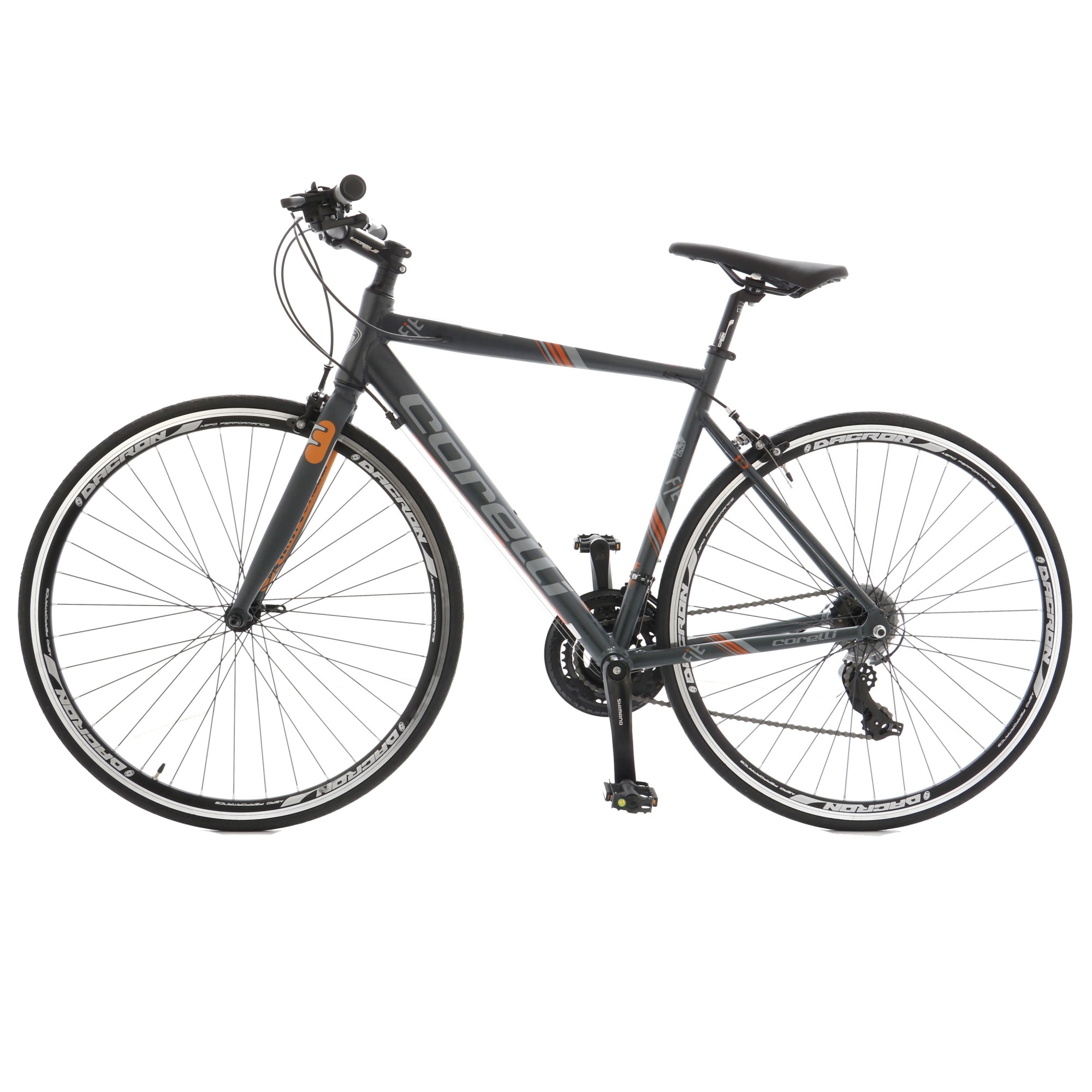 Fotografie Bicicleta de asfalt 700c Corelli Fit Bike 1.0, transmisie Shimano, cadru 52cm, frane Promax, Gri - Portocaliu