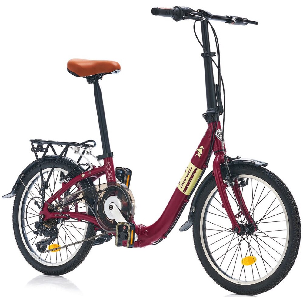 Fotografie Bicicleta de oras pliabila Corelli Pocket 1.0, 16", 7-viteze, culoare bordo-cream