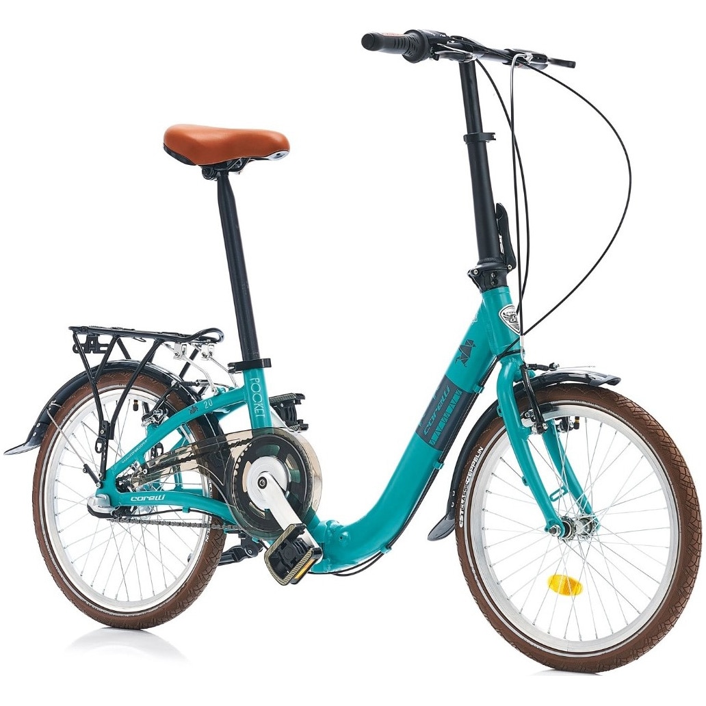 Fotografie Bicicleta de oras pliabila Corelli Pocket 2.0, 16", 3-viteze Shimano Nexus, culoare albastru-turcoaz